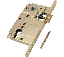 Замок межкомнатный AGB (АГБ) под цилиндр CENTRO B01025.50.03 ригель+защёлка (латунь)