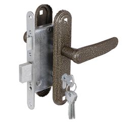 Замок врезной Zenit (Зенит) цилиндровый с защёлкой в комплекте с ручкой ЗВ4-3.03 (бронза), 4 кл.