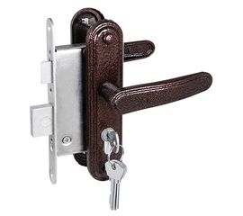 Замок врезной Zenit (Зенит) цилиндровый с защёлкой в комплекте с ручкой ЗВ4-3.03 (медь), 4 кл.