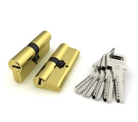 Цилиндровый механизм Fuaro (Фуаро) R600/80 mm-BL (35+10+35) PB латунь 5 кл. БЛИСТЕР