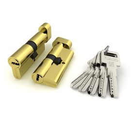 Цилиндровый механизм Fuaro (Фуаро) с вертушкой R602/68 mm (26+10+32) PB латунь 5 кл.