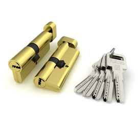 Цилиндровый механизм Fuaro (Фуаро) с вертушкой R602/80 mm-BL (35+10+35) PB латунь 5 кл. БЛИСТЕР