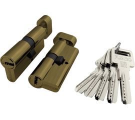 Цилиндровый механизм Fuaro (Фуаро) с вертушкой R602/60 mm (25+10+25) AB бронза 5 кл.