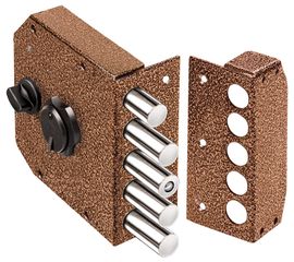 Замок накладной Elbor (Эльбор) Гранит 1.06.61.КМА никель, сув., 4 риг., задв., зап. коробка, медный