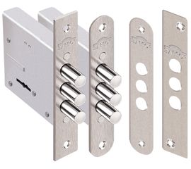 Замок врезной Elbor (Эльбор) Кремень 1.04.06.3 никель, сув., 3 риг., лиц. планка прямоуг. /20438/