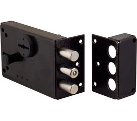 Замок накладной Elbor (Эльбор) Лазурит 1.02.61.КМА никель, сув., 2 риг., задв.-затв., зап. кор., мед