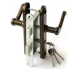 Замок врезной Zenit (Зенит) цилиндровый с защёлкой в комплекте с ручкой ЗВ4-3.02 (медь), 4 кл.