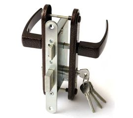 Замок врезной Zenit (Зенит) цилиндровый с защёлкой в комплекте с ручкой ЗВ4-3.05 (медь), 4 кл.