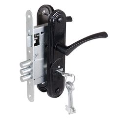 Замок врезной Zenit (Зенит) сувальдный с защёлкой в комплекте с ручкой ЗВ9-4-2 (черный), 3кл.