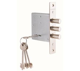 Замок врезной Guardian (Гардиан) сувальдный ЗВ 10.01 (с отв. планкой и накладкой), 4 кл. /123:447/