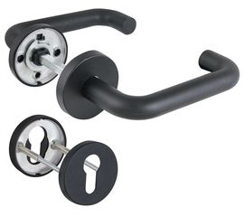 Комплект дверных Fuaro (Фуаро) ручек с накладками под цилиндр DH-0219 NE (ЧЕРНЫЙ), НЕЙЛОН, квадрат 8