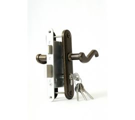 Замок врезной Zenit (Зенит) цилиндровый с защёлкой в комплекте с ручкой ЗВ4-3.02 (бронза), 4 кл.