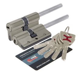 Цилиндровый механизм Cisa (Чиза) под вертушку (дл. шток)  AP4S 0P3S7-90.12 (80 мм/45+10+25), НИКЕЛЬ