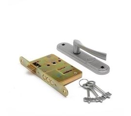 Замок врезной Zenit (Зенит) сувальдный с защёлкой в комплекте с ручкой ЗВ9-4-2 (бриллиант), 3кл.