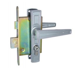 Замок врезной Zenit (Зенит) цилиндровый с защёлкой в комплекте с ручкой ЗВ4-3.01 (серебро), 4 кл.