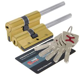 Цилиндровый механизм Cisa (Чиза) под вертушку (дл. шток)  AP4S 0P3S7-12.66. (70 мм/35+10+25), ЛАТУНЬ