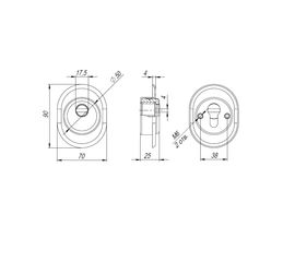 Броненакладка врезная Fuaro (Фуаро) с чашкой DEF 9726 (M6x90 с насечками, вставка в компл) CP-8 хром
