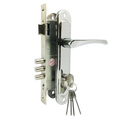 Замок врезной Zenit (Зенит) цилиндровый с защёлкой в комплекте с ручкой ЗВ4-85.3 (хром), 5 кл.