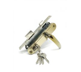 Замок врезной Zenit (Зенит) цилиндровый с защёлкой в комплекте с ручкой ЗВ7-70.4-02 (золото лак), 5