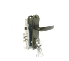 Замок врезной Zenit (Зенит) цилиндровый с защёлкой в комплекте с ручкой ЗВ7-60.1-02 (бронза), 5 кл.