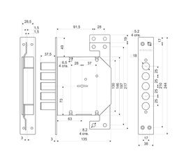 Замок врезной Guardian (Гардиан) сувальдный ЗВ 20.01 , 4 кл. (длин. кл. 54 мм) /128:4430/