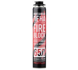 Пена монтажная огнестойкая PROFFLEX FIRE BLOCK 65л всесезонная