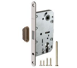 Замок межкомнатный Fuaro (Фуаро) под цилиндр MAGNET M85C-50 SN (матовый никель) (new plate)