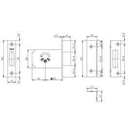 Замок врезной Kale kilit (Кале килит) крестообразный 156/F (45 mm), 3 кл.