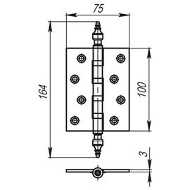 Петля универсальная Armadillo (Армадилло) 4500B (500-B4) 100x75x3 AВ Бронза Box