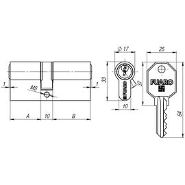 Цилиндровый механизм Fuaro (Фуаро) 100 CA 68 mm (26+10+32) CP хром 3 кл.