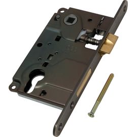 Замок межкомнатный AGB (АГБ) под цилиндр CENTRO B01025.50.12 ригель+защёлка (античная бронза)