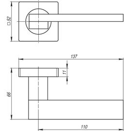 Ручка раздельная Armadillo (Армадилло) SENA SQ002-21SN-3 матовый никель