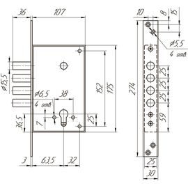 Корпус врезного Mettem (Меттэм) замка ЗВ1 711.0.0 (никель)