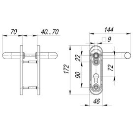 Ручка дверная Fuaro (Фуаро) DH-0431 NE (ЧЕРНАЯ) для замка (FL-0432, 0433, 0434), НЕЙЛОН