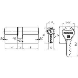 Цилиндровый механизм Fuaro (Фуаро) R300/60 mm-BL (25+10+25) CP хром 5 кл. БЛИСТЕР