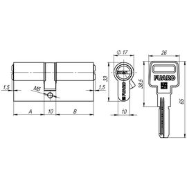 Цилиндровый механизм Fuaro (Фуаро) R600/90 mm-BL (50+10+30) CP хром 5 кл. БЛИСТЕР