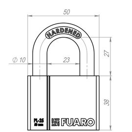 Замок навесной Fuaro (Фуаро) PL-2550 (50 мм) 4 "фин." кл. БЛИСТЕР