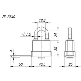 Замок навесной Fuaro (Фуаро) PL-3640 (40 мм) 3 "англ."кл. БЛИСТЕР