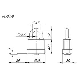 Замок навесной Fuaro (Фуаро) PL-3650 (50 мм) 3 "англ."кл. БЛИСТЕР