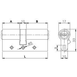 Цилиндровый механизм Kale kilit (Кале килит) 164 DBN-E/70 (30+10+30) mm латунь 5 кл.