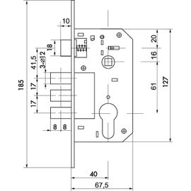 Корпус врезного Fuaro (Фуаро) замка с защёлкой в комплекте с ручкой SET F1511W/B CP (хром)