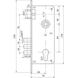 Замок врезной Fuaro (Фуаро) цилиндровый с защёлкой в комплекте с ручкой SET F9013 SN/CP (мат никель/