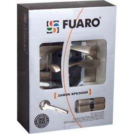 Замок врезной Fuaro (Фуаро) цилиндровый с защёлкой в комплекте с ручкой SET F9013 SN/CP (мат никель/