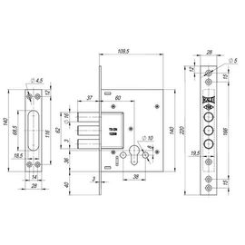 Корпус врезного Kale kilit (Кале килит) цилиндрового замка 257 w/b (тех. комплектация)