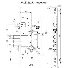 Корпус врезного Kale kilit (Кале килит) цилиндрового замка с защёлкой 252/R w/b (тех. комплектация)