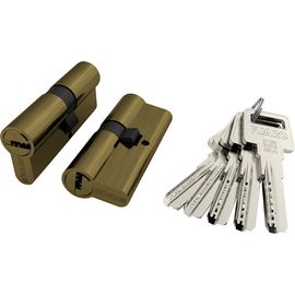 Цилиндровый механизм Fuaro (Фуаро) R600/70 mm (30+10+30) AB бронза 5 кл.