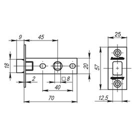 Защелка врезная Armadillo (Армадилло) LH 120-45-25 CP Хром BOX /прям/