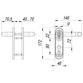 Ручка дверная Fuaro (Фуаро) DH-0433 NE (ЧЕРНАЯ) с пружиной для замка (FL-0432, 0433, 0434), НЕЙЛОН