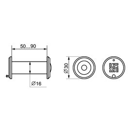 DVZ3, глазок, Fuaro (Фуаро) 16/200/50x90 (оптика пластик, угол обзора 200) GP Золото