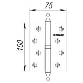 Петля съемная Fuaro (Фуаро) 410/BL-4 100x75x2,5 PB right (латунь) правая БЛИСТЕР